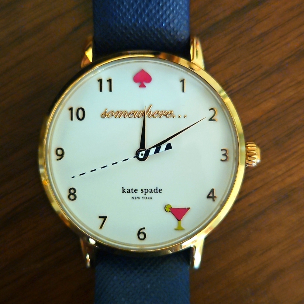 Kate Spade 5 O'clock Somewhere Blue and Gold Watch